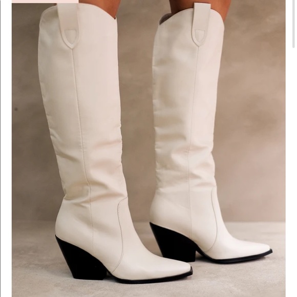 Billini Shoes - BILLINI CORTEZ IVORY OFF WHITE KNEE HIGH TALL WESTERN FALL COWBOY BOOTS SIZE 6
